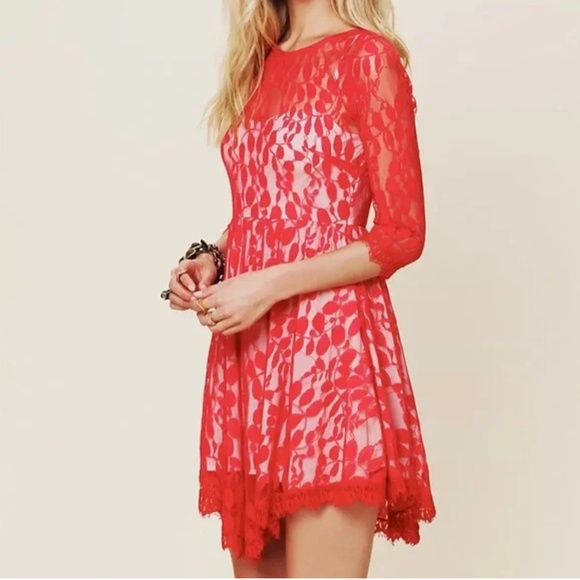FREE PEOPLE| FLORAL MESH LACE DRESS - Picture 4 of 15